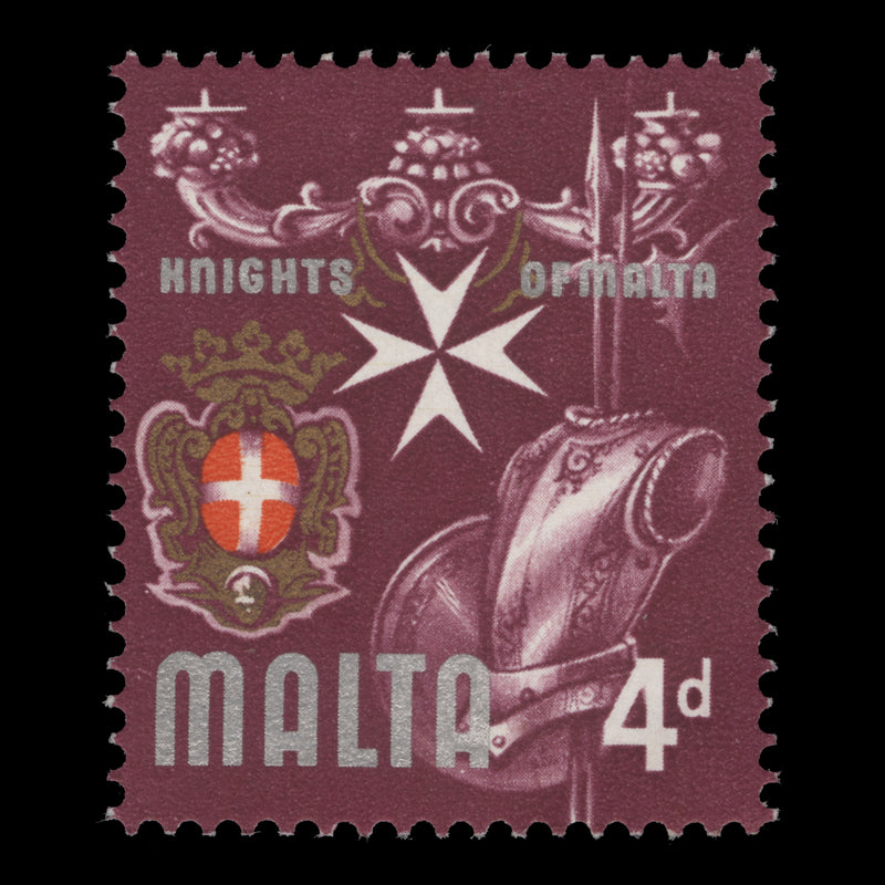 Malta 1965 (Error) 4d Knights of Malta missing black