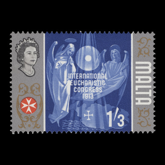 Malta 1965 (Variety) 1s3d International Eucharistic Congress missing gold from centre