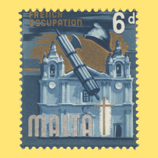 Malta 1965 (Variety) 6d French Occupation missing black