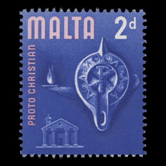 Malta 1965 (Variety) 2d Proto Christian Era missing gold
