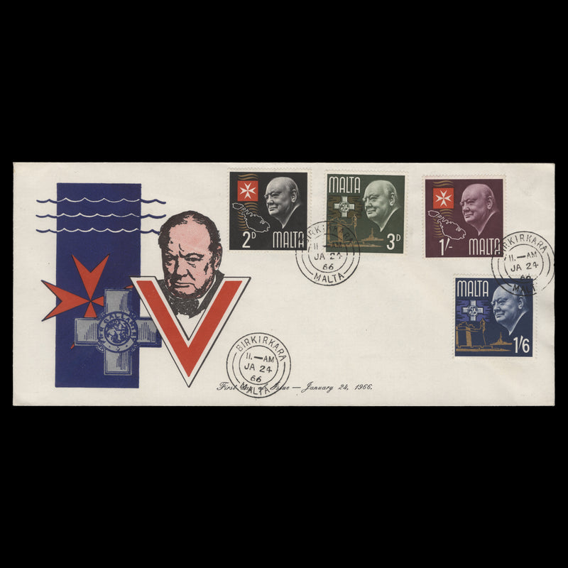 Malta 1966 (FDC) Churchill Commemoration, BIRKIRKARA