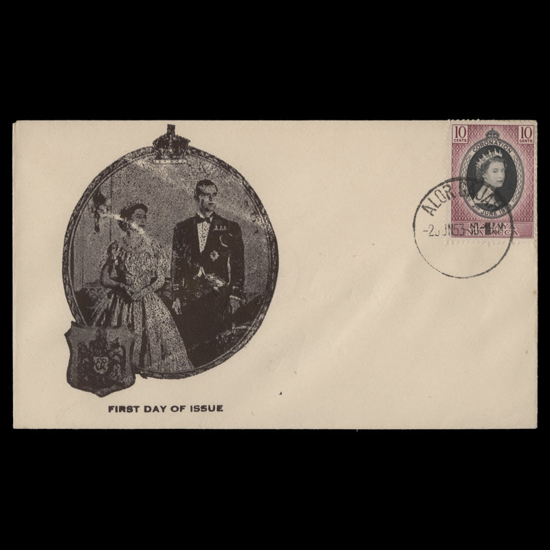 Malacca 1953 (FDC) 10c Coronation, ALOR GAJAH