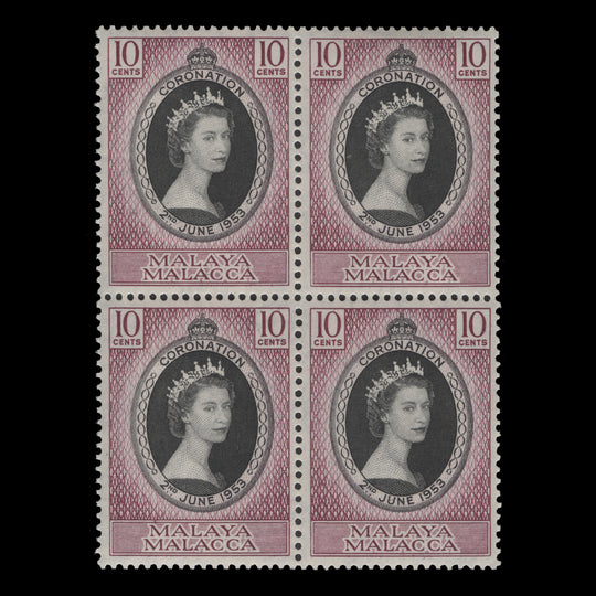 Malacca 1953 (MNH) 10c Coronation block