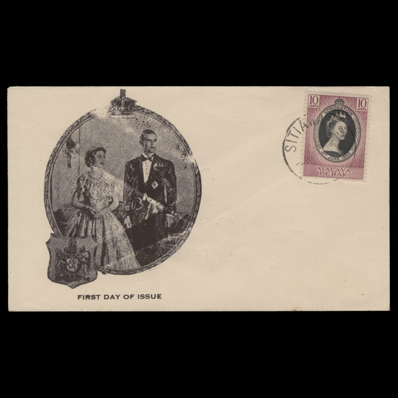 Perak 1953 (FDC) 10c Coronation, SITIAWAN