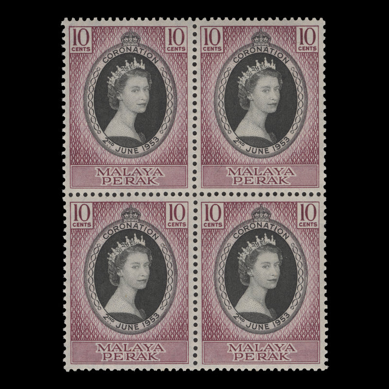 Perak 1953 (MNH) 10c Coronation block