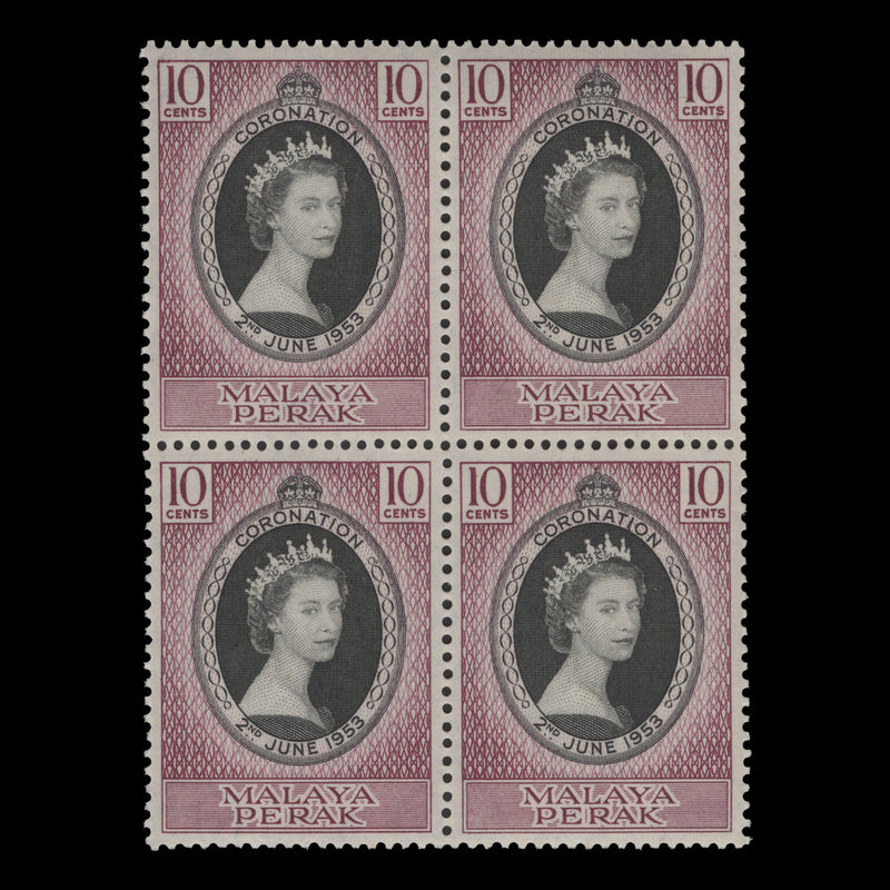 Perak 1953 (MNH) 10c Coronation block