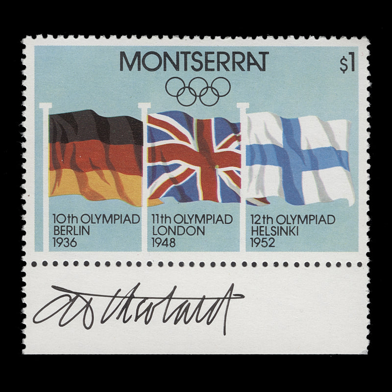 Montserrat 1980 (MNH) $1 Olympic Games, Moscow signed by Tony Theobald