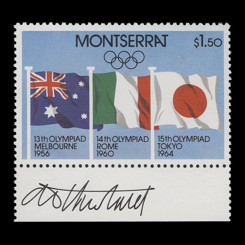 Montserrat 1980 (MNH) $1.50 Olympic Games, Moscow signed by Tony Theobald