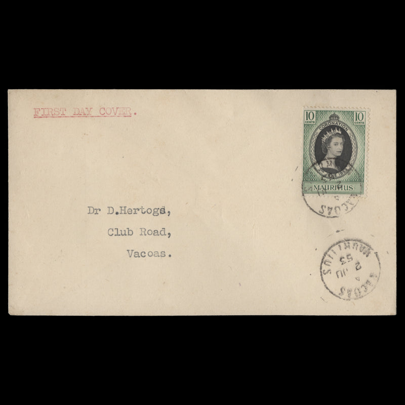 Mauritius 1953 (FDC) 10c Coronation, VACOAS