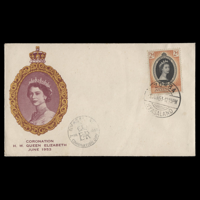 Nyasaland 1953 (FDC) 2d Coronation, ZOMBA