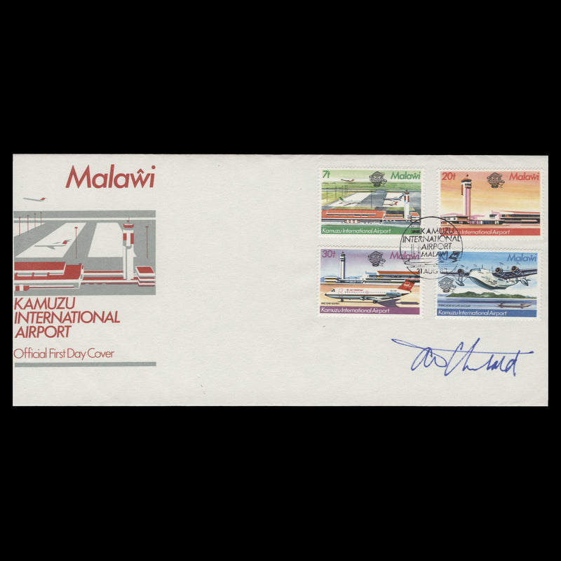 Malawi 1983 Kamuzu International Airport first day cover signed by designer
