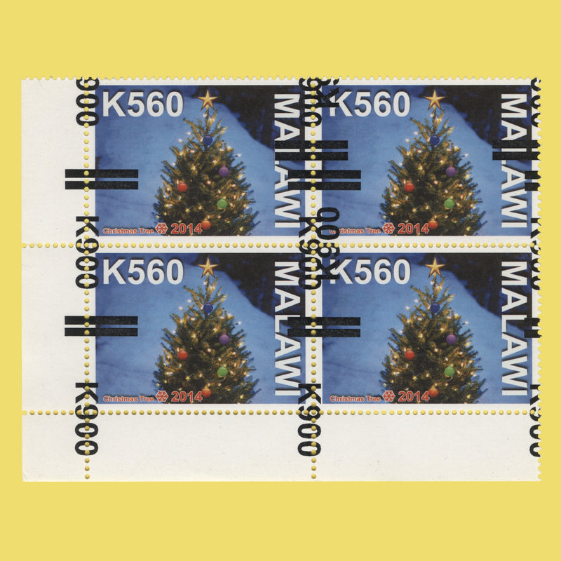 Malawi 2021 (Variety) K900/K560 Christmas Tree block with double surcharge