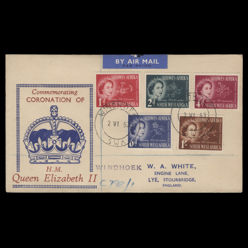 South West Africa 1953 (FDC) Coronation, WINDHOEK