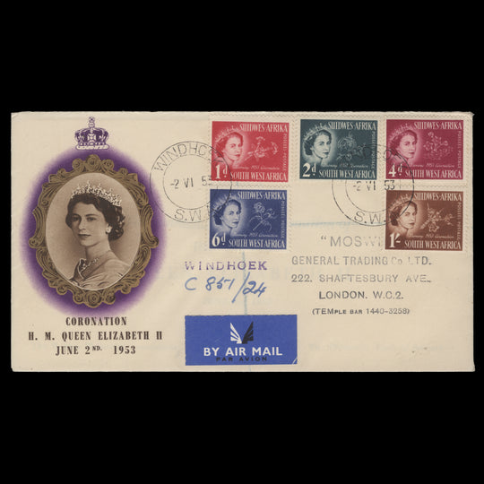 South West Africa 1953 (FDC) Coronation, WINDHOEK