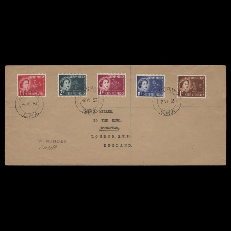 South West Africa 1953 (FDC) Coronation, WINDHOEK