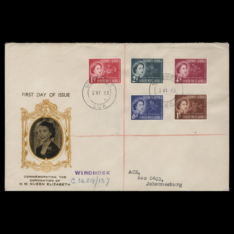 South West Africa 1953 (FDC) Coronation, WINDHOEK