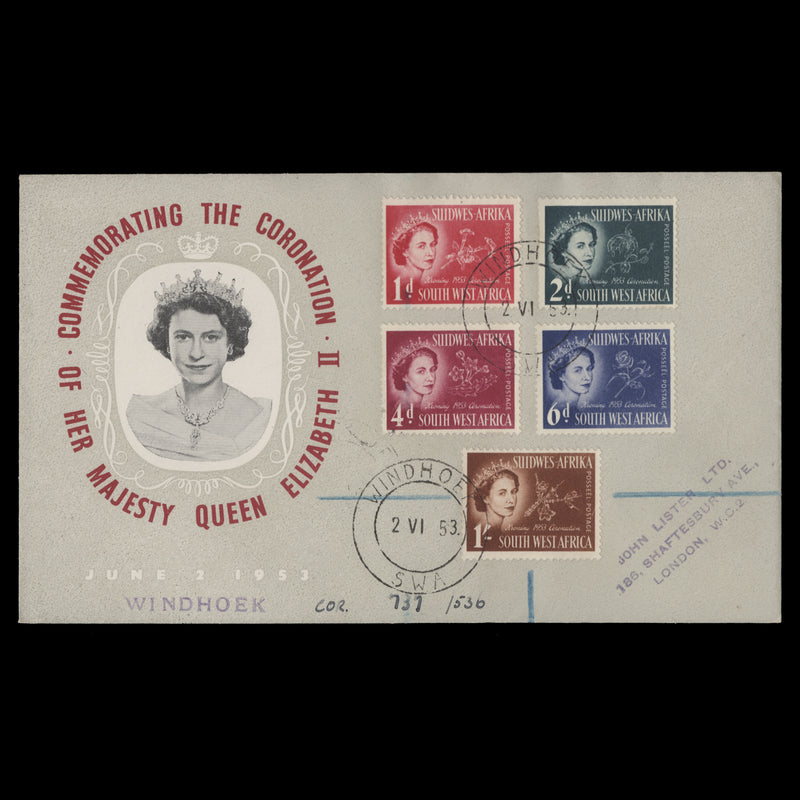 South West Africa 1953 (FDC) Coronation, WINDHOEK