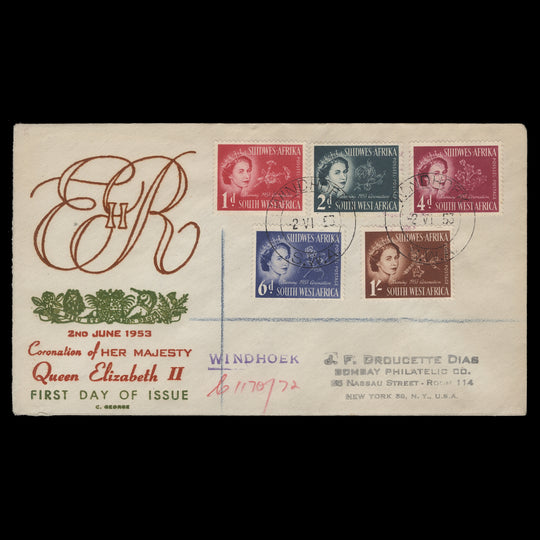 South West Africa 1953 (FDC) Coronation, WINDHOEK