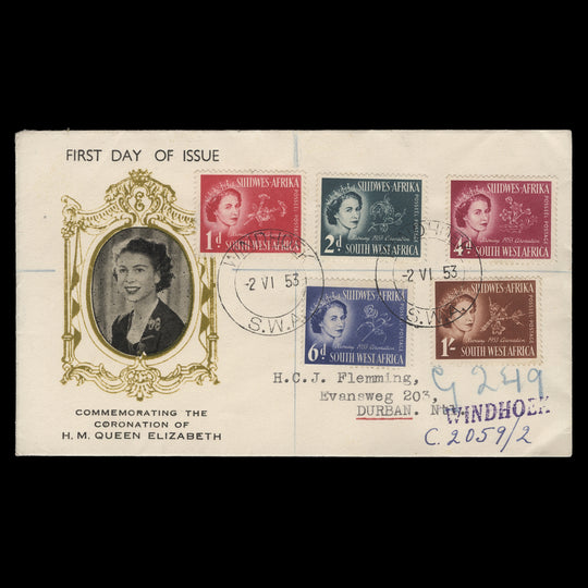 South West Africa 1953 (FDC) Coronation, WINDHOEK