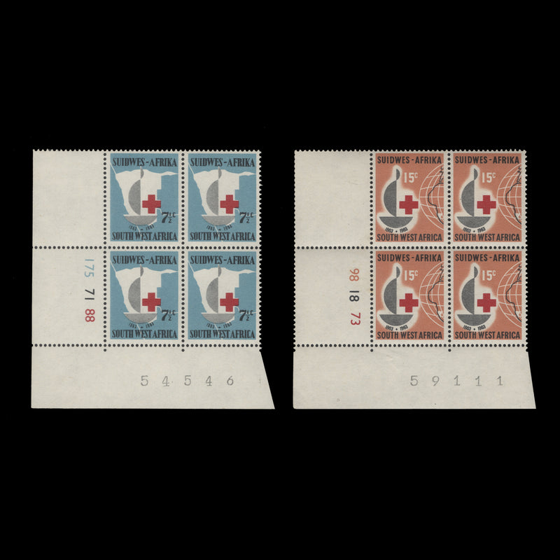 South West Africa 1963 (MNH) Red Cross Centenary cylinder blocks