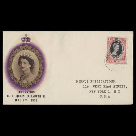North Borneo 1953 (FDC) 10c Coronation, SANDAKAN