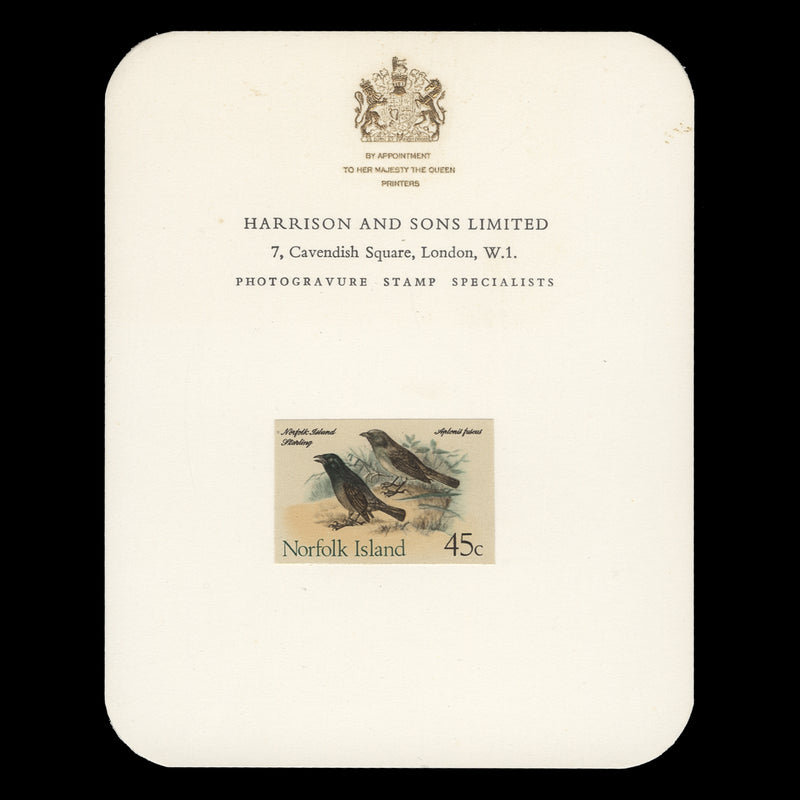Norfolk Island 1970 Starlings imperf proof single