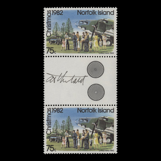 Norfolk Island 1982 Christmas gutter pair signed by designer