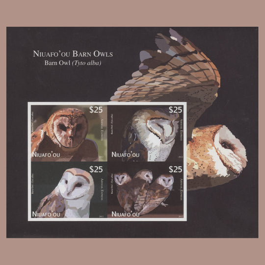 Niuafo'ou 2012 Barn Owls imperf proof miniature sheet