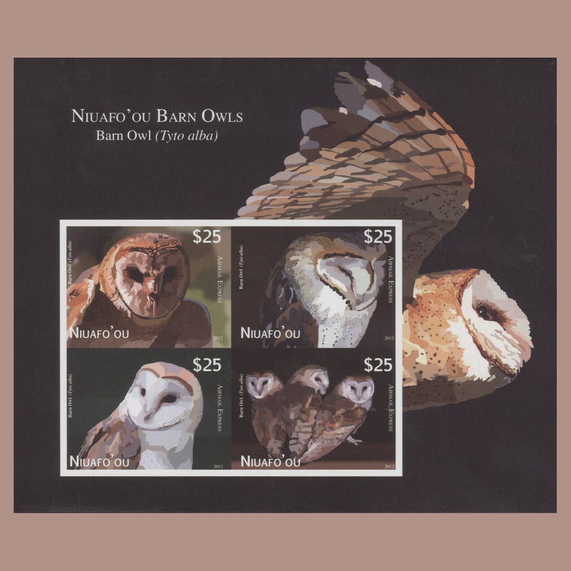 Niuafo'ou 2012 Short-Eared Owls imperf proof miniature sheet