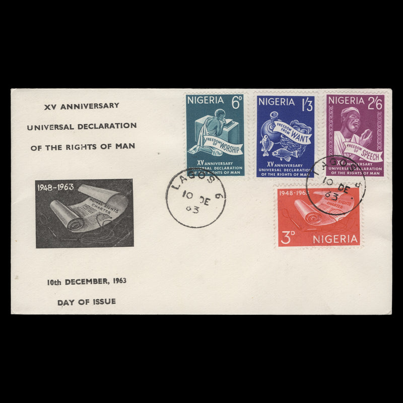Nigeria 1963 Declaration of Human Rights Anniversary first day cover, LAGOS