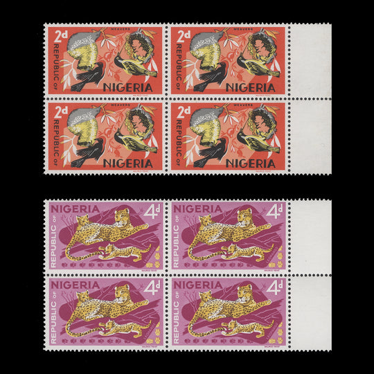 Nigeria 1970-71 (MNH) Wildlife Definitives blocks, Enschedé