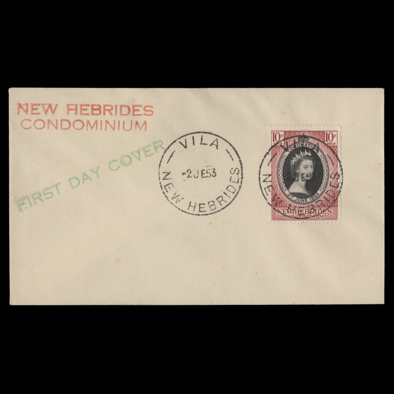New Hebrides 1953 (FDC) 10c Coronation, VILA