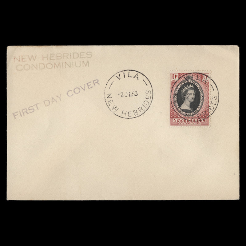 New Hebrides 1953 (FDC) 10c Coronation, VILA