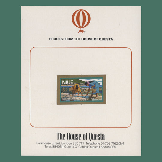 Niue 1979 Shellfish Gathering imperf proof on Questa presentation card