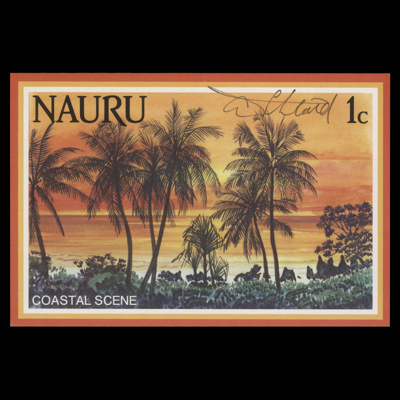 Nauru 1984 Coastal Scene postcard signed by Tony Theobald