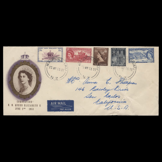New Zealand 1953 Coronation first day cover, WAIPUKURAU