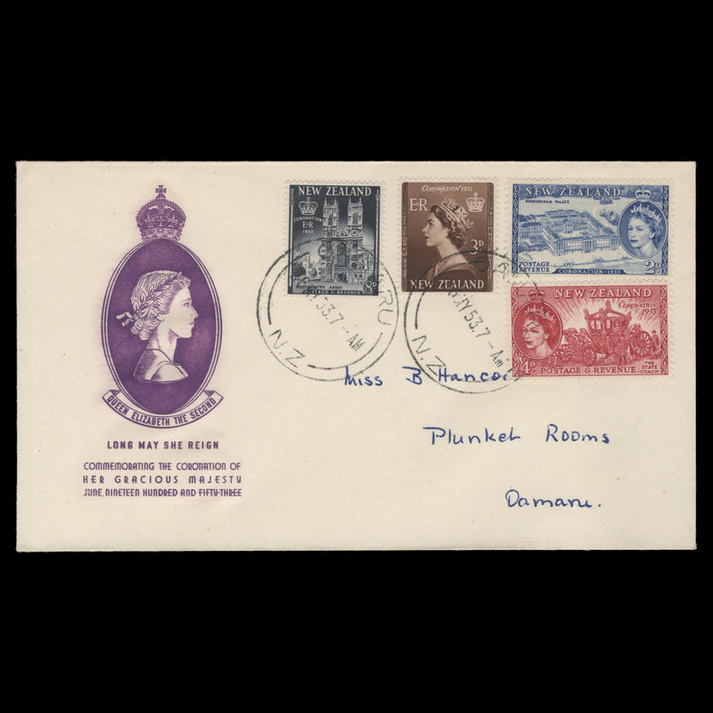 New Zealand 1953 Coronation first day cover, OAMARU