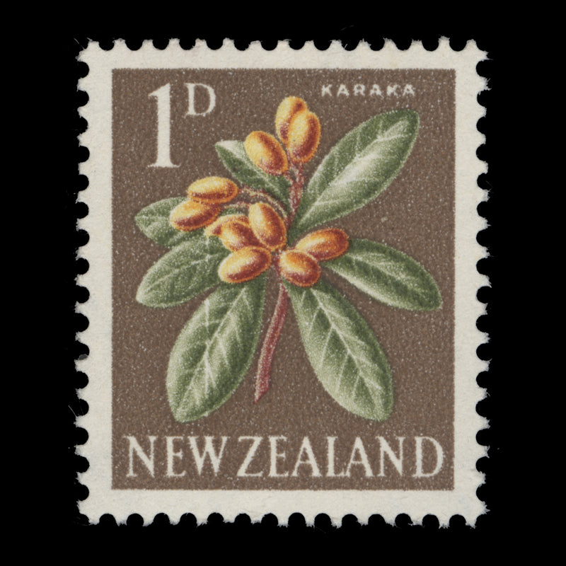 New Zealand 1960 (Variety) 1d Karaka missing brown