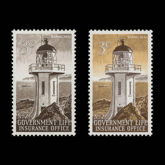 New Zealand 1969 (Variety) 3c Baring Head Lighthouse missing yellow
