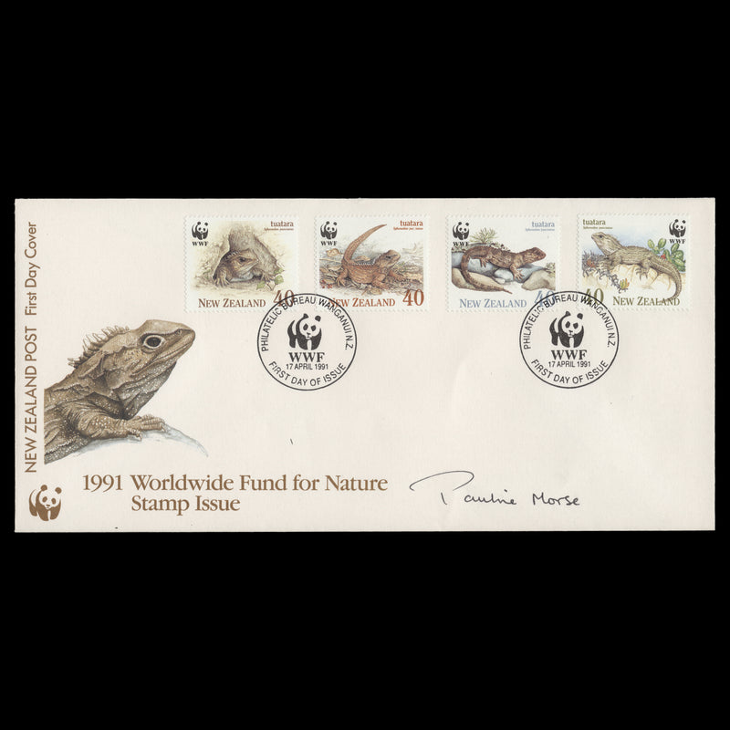 New Zealand 1991 Endangered Species, Tuatara first day cover signed by designer