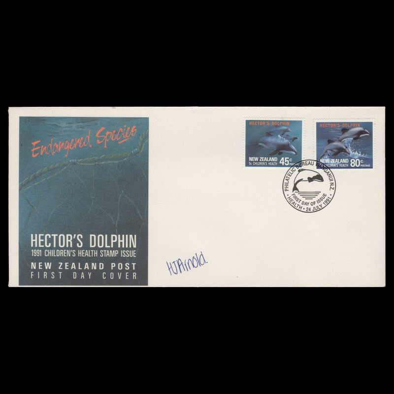 New Zealand 1991 Hector's Dolphin first day cover signed by designer
