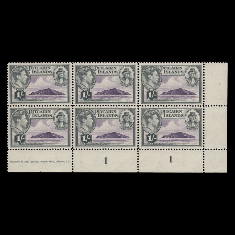 Pitcairn Islands 1940 (MNH) 1s Christian and Pitcairn Island imprint/plate 1–1 block