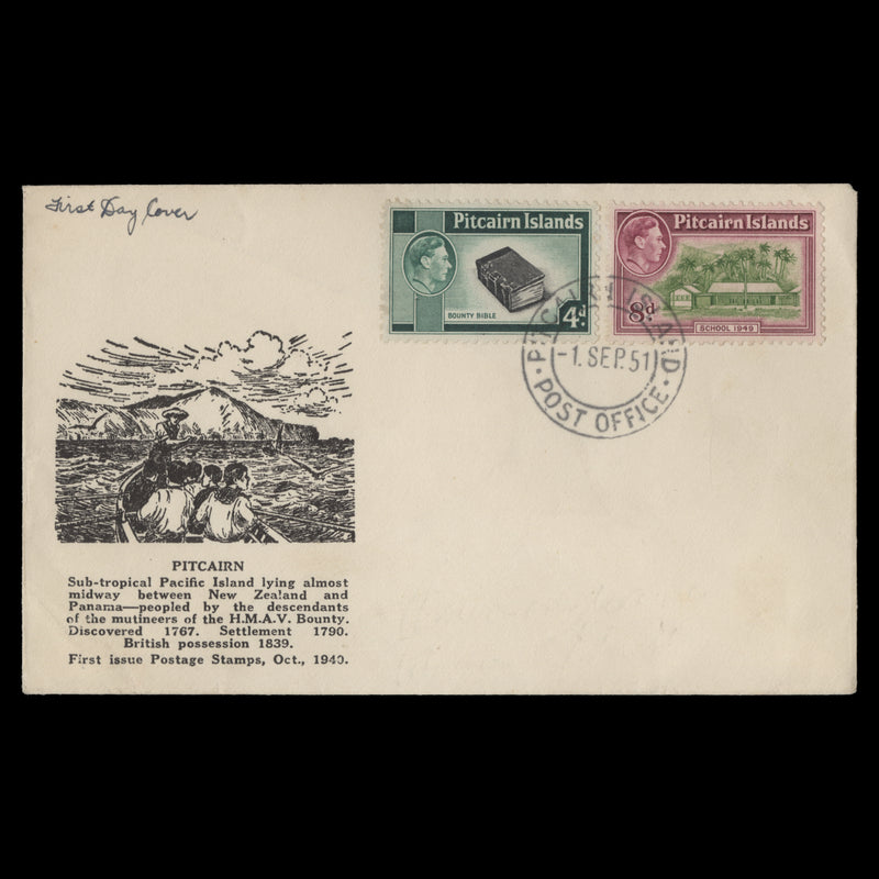 Pitcairn Islands 1951 Definitives first day cover