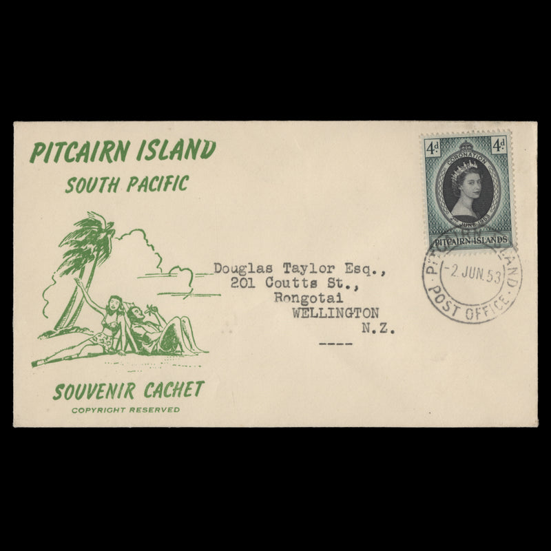 Pitcairn Islands 1953 (FDC) 4d Coronation