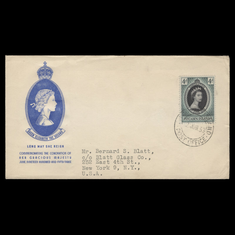 Pitcairn Islands 1953 (FDC) 4d Coronation