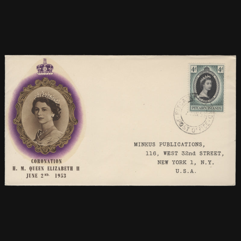 Pitcairn Islands 1953 (FDC) 4d Coronation