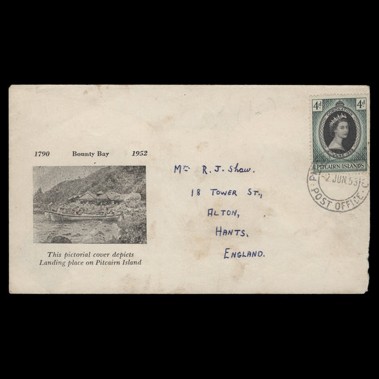 Pitcairn Islands 1953 (FDC) 4d Coronation