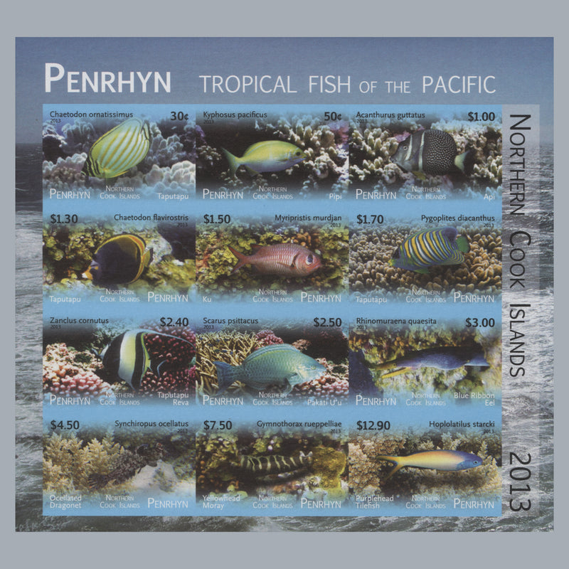 Penrhyn 2013 Tropic Fish imperf proof sheetlet