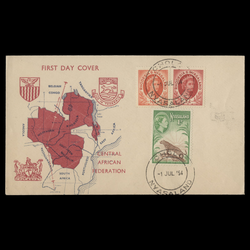 Rhodesia & Nyasaland 1954 Queen Elizabeth II definitives first day cover, CHOLO