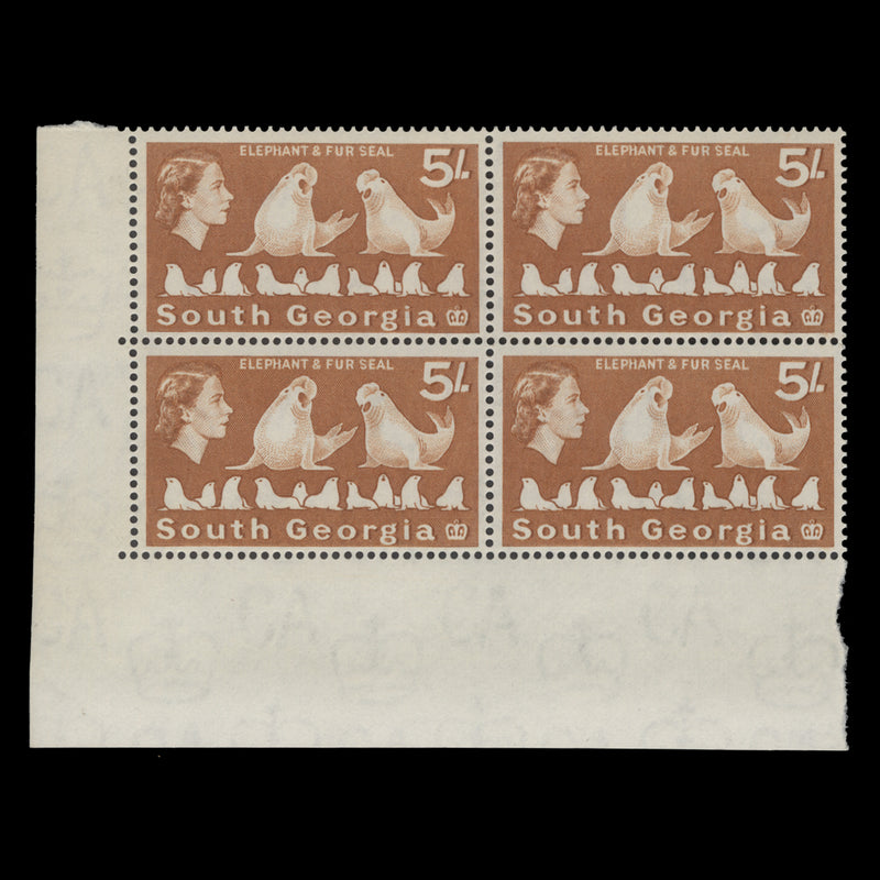 South Georgia 1963 (MLH) 5s Elephant & Fur Seal block